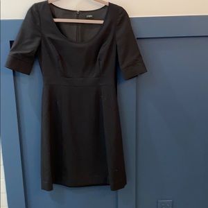 Black work dress with scoop neck